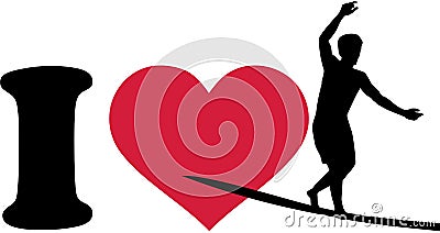 I love slackline silhouette Vector Illustration