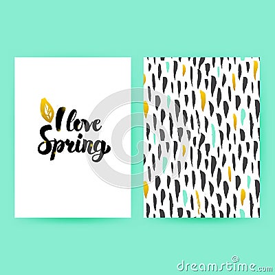 I Love Spring Trendy Poster Vector Illustration