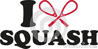 I love Squash with rackets Vector Illustration