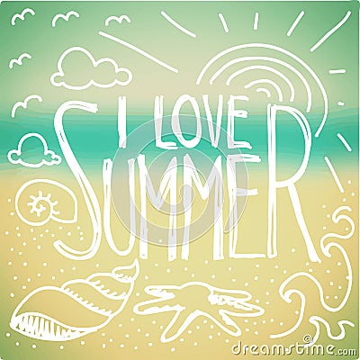 I love Summer doodle Vector Illustration