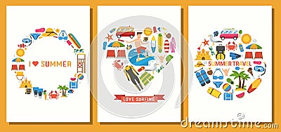 I Love Summer Holidays Card Print Templates Vector Illustration