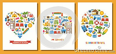 I Love Summer Holidays Card Print Templates Vector Illustration