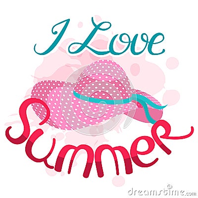 I love summer vector illustration. Lettering composition and su Vector Illustration