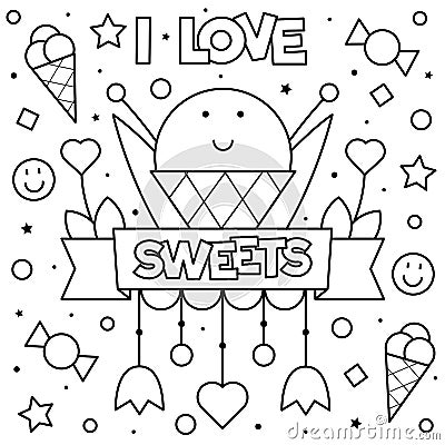 I love sweets. Coloring page. Vector illustration. Vector Illustration