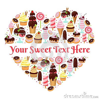 I Love Sweets heart shaped vector design Vector Illustration