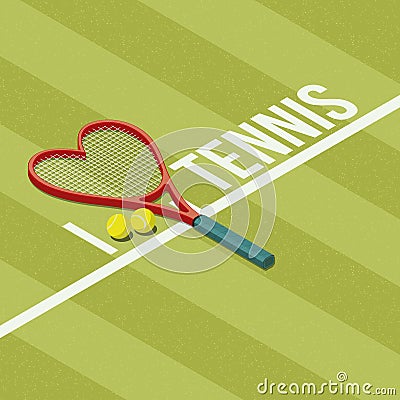 I love tennis Cartoon Illustration