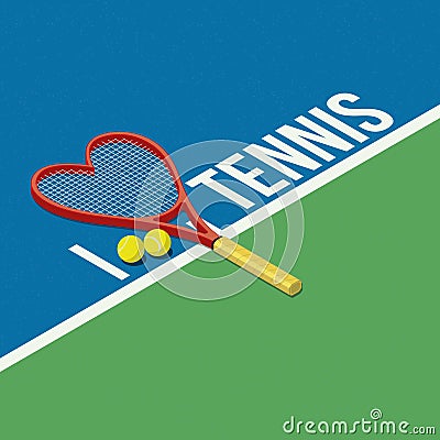 I love tennis Cartoon Illustration