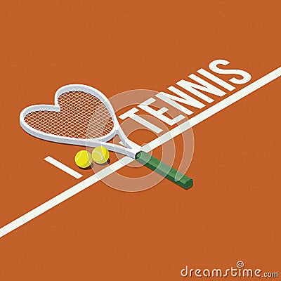 I love tennis Cartoon Illustration