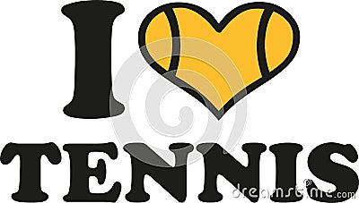 I love tennis with tennis-heart Vector Illustration