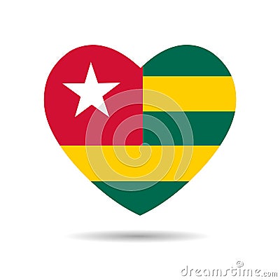 I love Togo, Togo flag heart vector illustration isolated on white background Vector Illustration