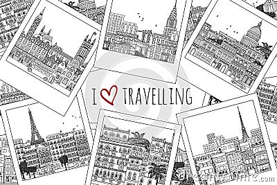 I love travelling - travel photographs Vector Illustration