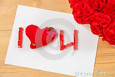 I love u signs with handmaid flowers Stock Photo