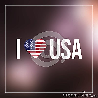 I Love USA text with heart flag Vector Illustration