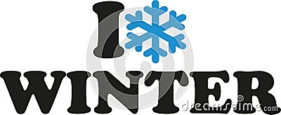 I love winter with snowflake Vector Illustration