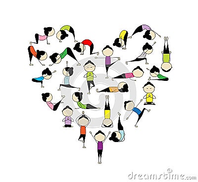 I love yoga! Heart shape for your design Vector Illustration