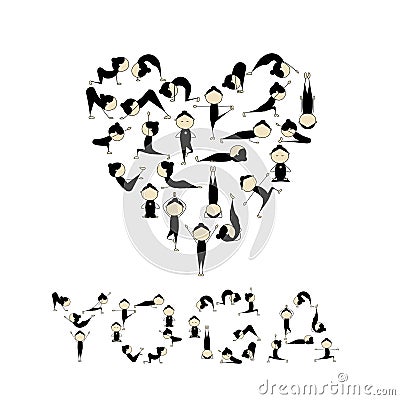 I love yoga! Heart shape for your design Vector Illustration