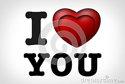 I love You with 3D heart Stock Photo
