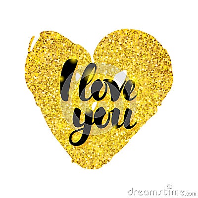 I Love You Gold Card Vector Illustration