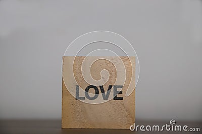 I love you. Good life, feel, love. Positive inspirational messages and words on wooden cubes Stock Photo