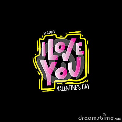 I Love you happy valentine's day beautiful and colorful text design and black background-01 Stock Photo