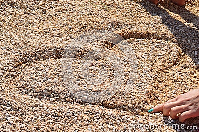 I love you(Heart in beach) Stock Photo