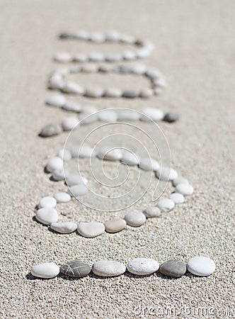 I love you message composed from pebbles Stock Photo