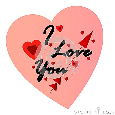I love you in orange color heart Stock Photo