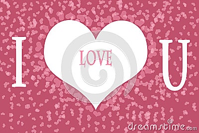I Love You on Pink Heart Pattern Background Stock Photo