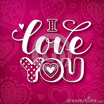 I love you text. Vector Illustration