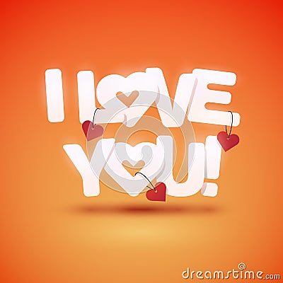 I love you text with hearts Vector Illustration
