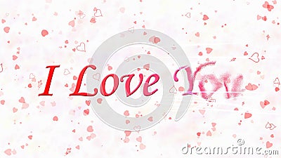 I Love You text turns to dust from right on white background Stock Photo