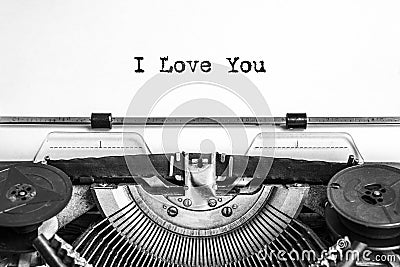 I love you! text typed on an old typewriter Stock Photo