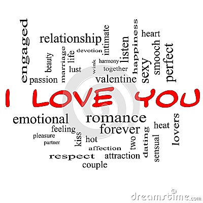 I Love You Word Cloud Concept in Red Caps Stock Photo