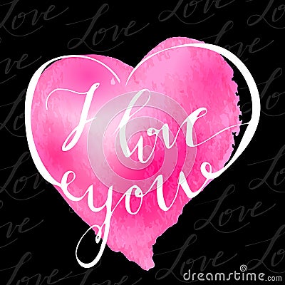 I love youValentines day greeting card w Vector Illustration