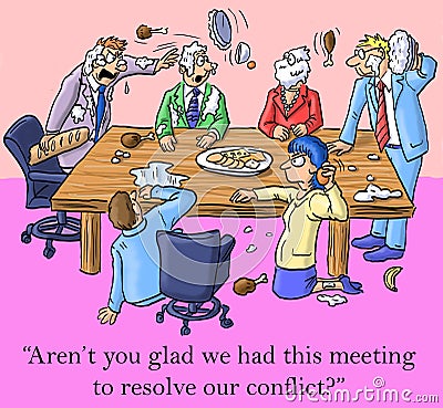 Glad we had this meeting to resolve conflict Stock Photo