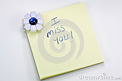 I miss you post it note Stock Photo