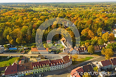 IÅ‚owa, a small town in Poland seen from above. Stock Photo