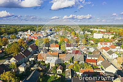 IÅ‚owa, a small town in Poland seen from above. Stock Photo