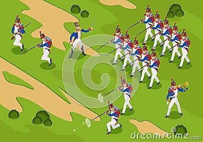 Napoleon`s grenadiers, French soldiers 19st century Vector Illustration