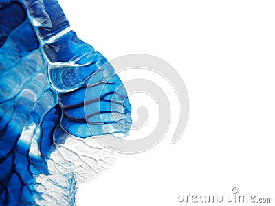 Blue and white acrylic painting texture on white paper background by using rorschach inkblot method. Stock Photo