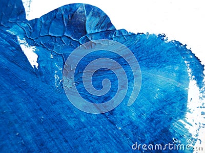 Blue and white acrylic painting texture on white paper background by using rorschach inkblot method. Stock Photo