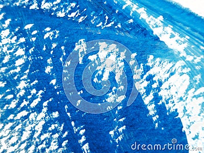 Blue and white acrylic painting texture on white paper background by using rorschach inkblot method. Stock Photo