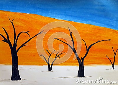 Landscape with watercolor - Death Valley Stock Photo