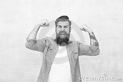 I am powerful. everyday winner. Male fashion. happy mature hipster with beard. brutal caucasian hipster with moustache Stock Photo