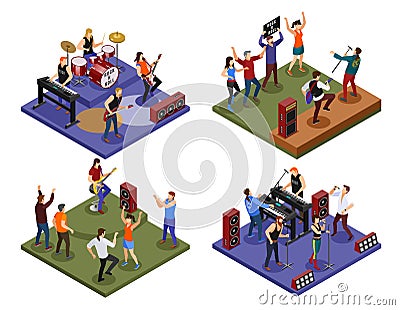 Rock musicians on isolated background Vector Illustration