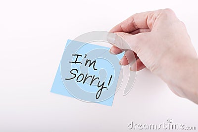 I am Sorry Phrase Note Paper Stock Photo