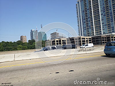 I35 Street view of dallas Texas skyline Editorial Stock Photo