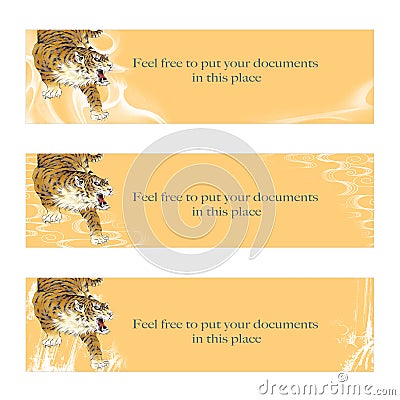 Web header design using the Japanese-style tiger Stock Photo