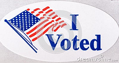 A I voted sticker with American flag on white background Stock Photo