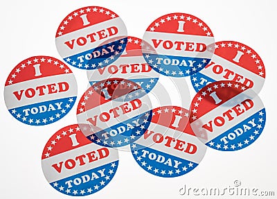 I Voted Today paper stickers on white background Stock Photo